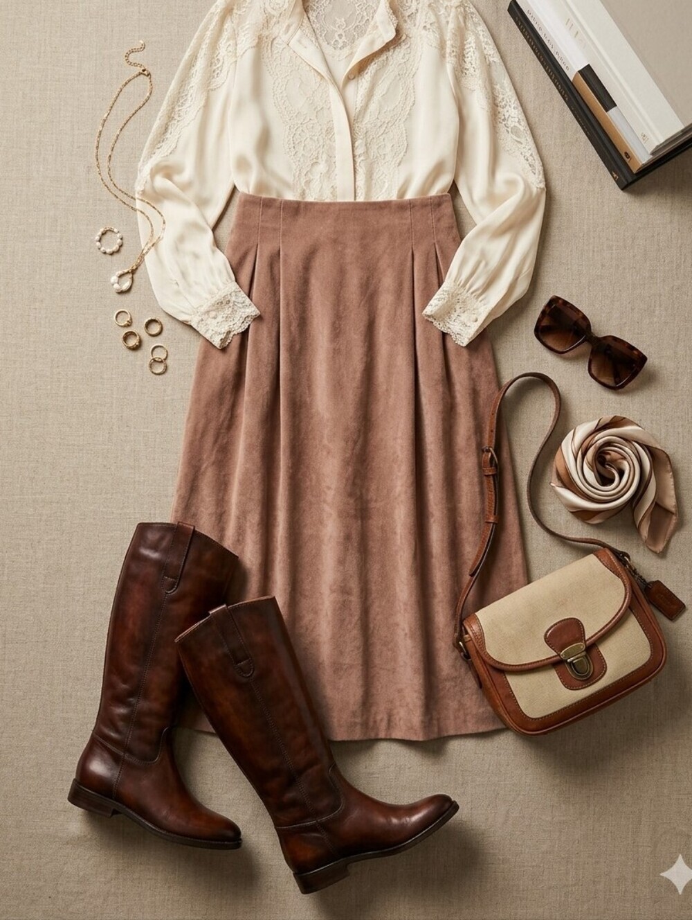 Vintage Briggs Brown Suede-like Midi Maxi Skirt